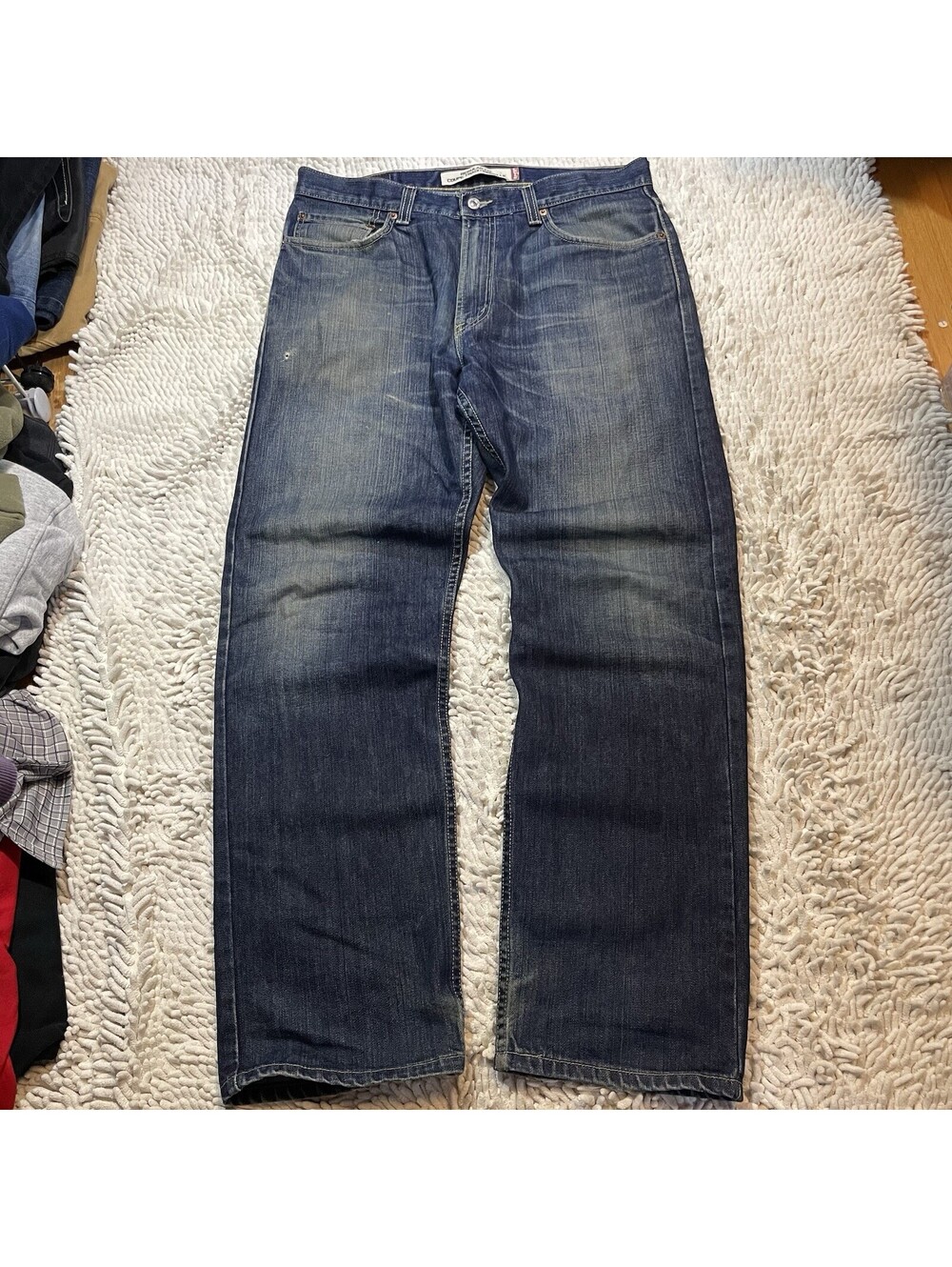 Y2K Levis 505 Jeans Men's 34x30 Blue Regular Fit Denim Crazy Faded Distressed